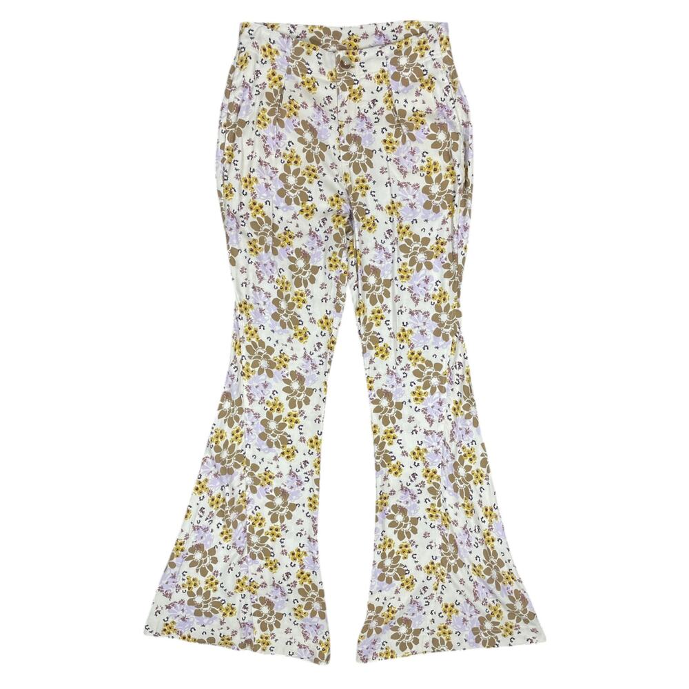 Free People Can't Take My Eyes Off Of You Floral Flare Pant Tea Combo XS Boho 70
